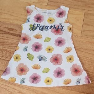 Floral Kids Dress - White with Multicolor Blooms 2-3 Yr